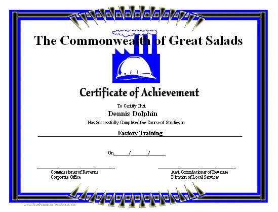 Achievement - Factory certificate