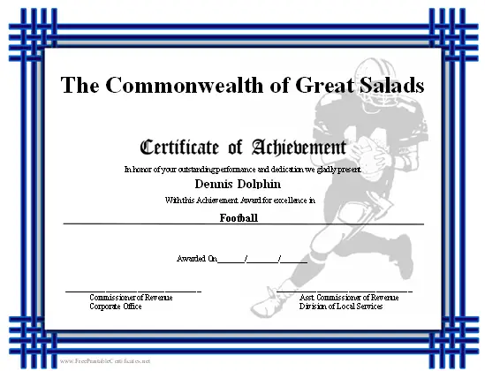 Achievement - Football certificate