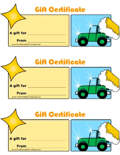 Car Wash Gift certificate