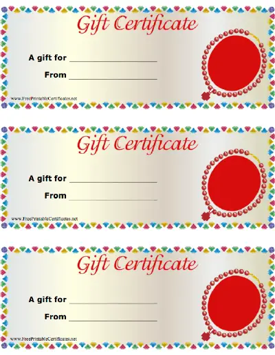 Jewelry Gift certificate