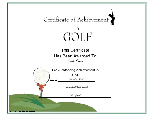 Golf certificate