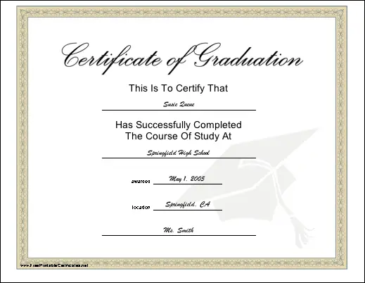Graduation certificate