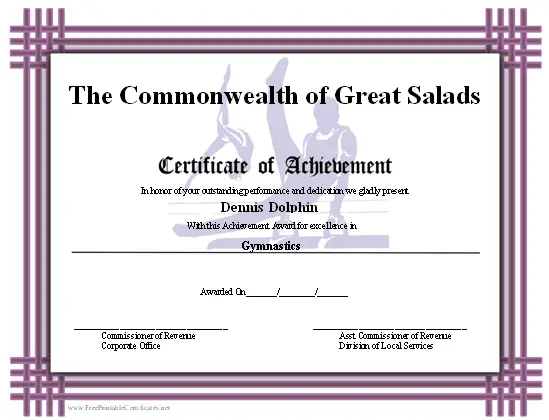 Achievement - Gymnastics certificate