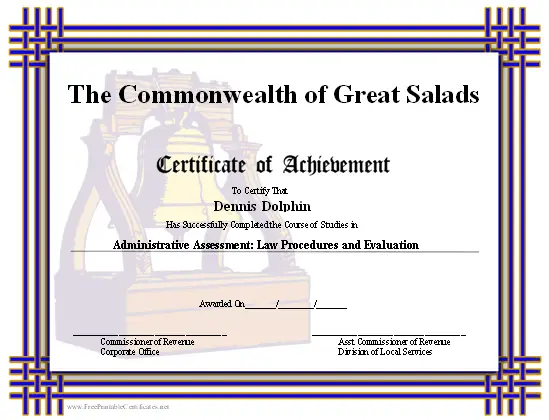 Achievement - Liberty Bell certificate