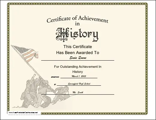History Achievement certificate