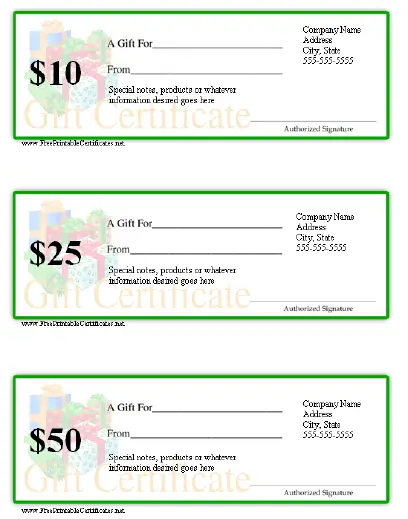 Gift Certificate - Gift Packages certificate
