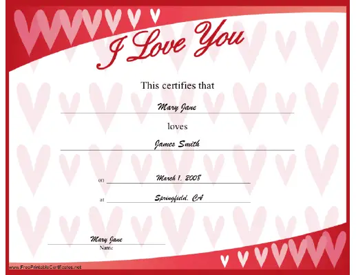 Love certificate