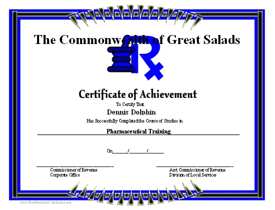 Achievement - Pharmaceutical certificate
