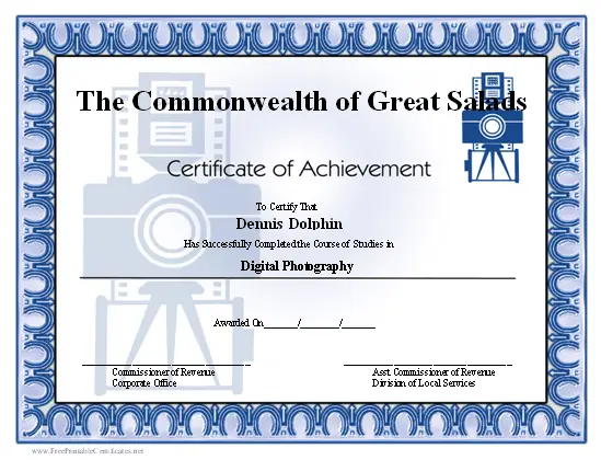 Achievement - Photography certificate