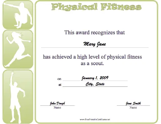 Physical Fitness certificate