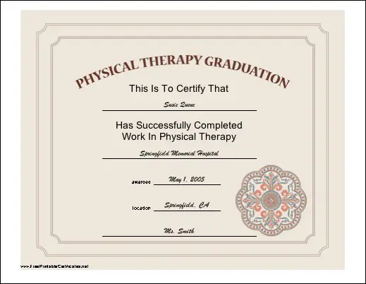 Physical Therapy Graduation certificate