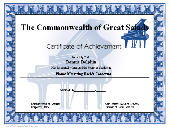 Achievement - Piano certificate