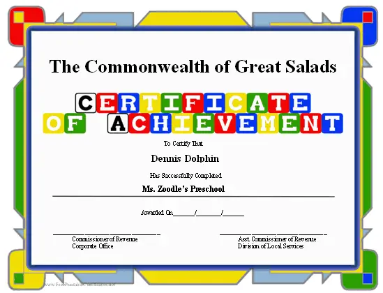 Achievement - Preschool certificate