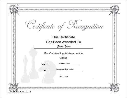 Chess certificate