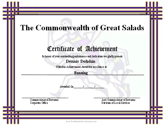 Achievement - Runners certificate