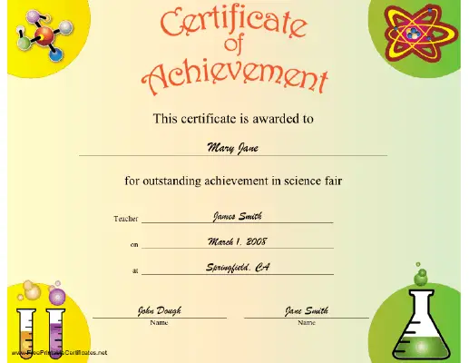 Science Achievement certificate