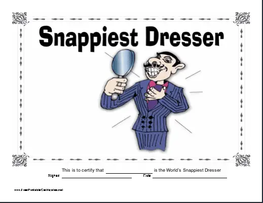 Snappiest Dresser certificate