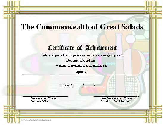 Achievement - Sports certificate
