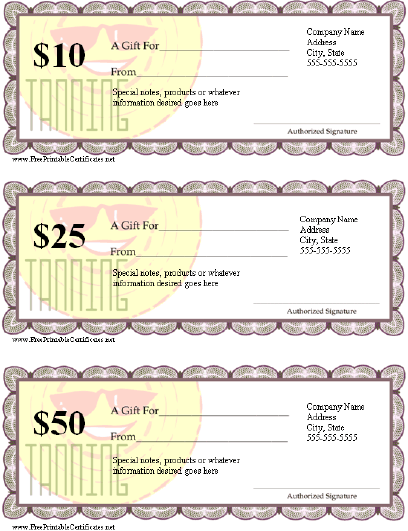 Gift Certificate - Tanning certificate