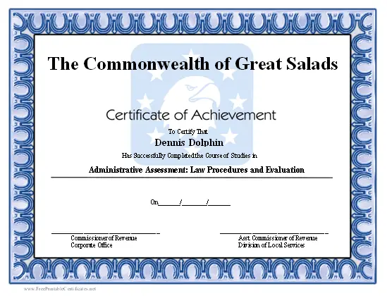 Achievement - Bald Eagle certificate