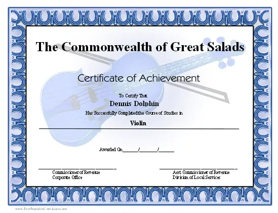 Achievement - Violin certificate