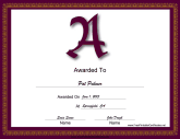 A Monogram Certificate