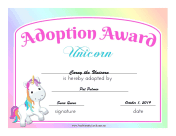 Adoption Award Unicorn