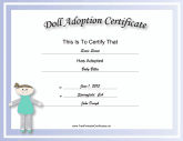 Adoption Certificate Doll Academic