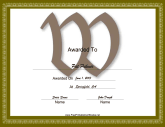W Monogram Certificate