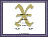 X Monogram Certificate