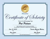2 Months Sobriety Certificate (Blue)