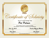 30 Days Sobriety Certificate (Gold)