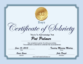90 Days Sobriety Certificate (Blue)