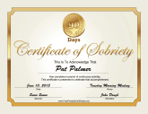 90 Days Sobriety Certificate (Gold)