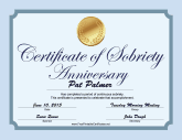 Sobriety Anniversary Certificate (Blue)