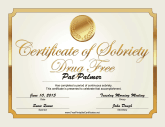 Drug Free Certificate (Gold)