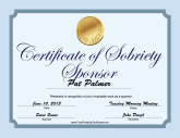 Sobriety Sponsor Certificate (Blue)