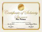 Sobriety Sponsor Certificate (Gold)