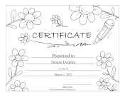Daisies And Pencils Black and White certificate