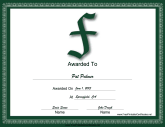 F Monogram Certificate