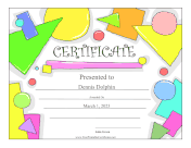 Geometric Shapes certificate
