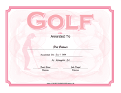 Golf Certificate Pink