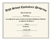 High School Equivalency Diploma