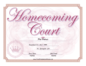 Homecoming Court Certificate Girl