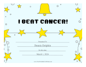 I Beat Cancer certificate
