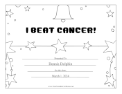 I Beat Cancer Colorable certificate