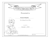Kids Achievement Award Ate Every Bite BW certificate