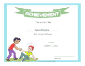 Kids Achievement Award Caring certificate