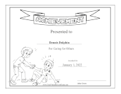 Kids Achievement Award Caring BW certificate
