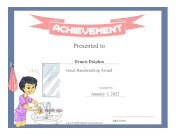 Kids Achievement Award Handwashing certificate